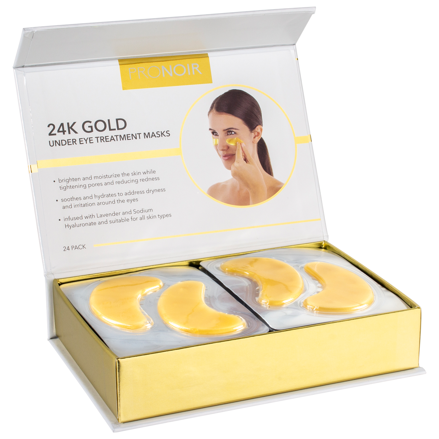 Luxurious 24K Gold Under Eye Treatment Masks - 24 Pairs