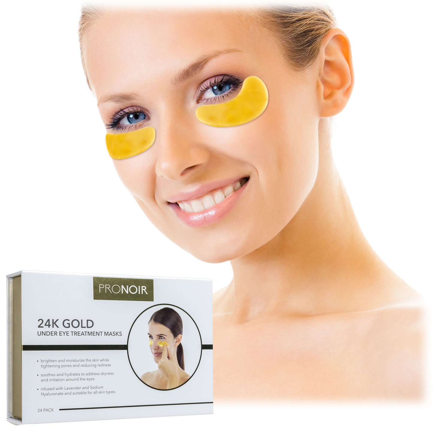 Luxurious 24K Gold Under Eye Treatment Masks - 24 Pairs